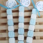 Brochetas de jabón con nombre, ideales para bautizos, comuniones y cumpleaños