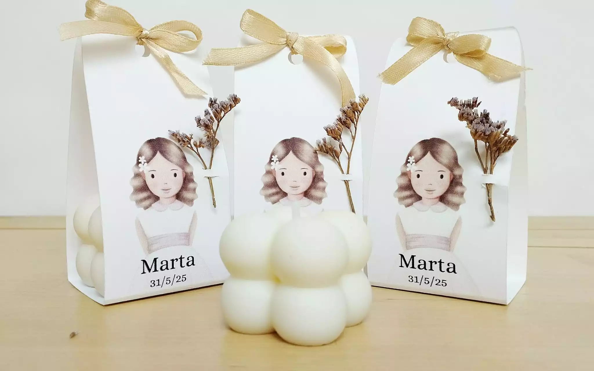 Velas de soja aromáticas Bubble como detalle de primera comunión