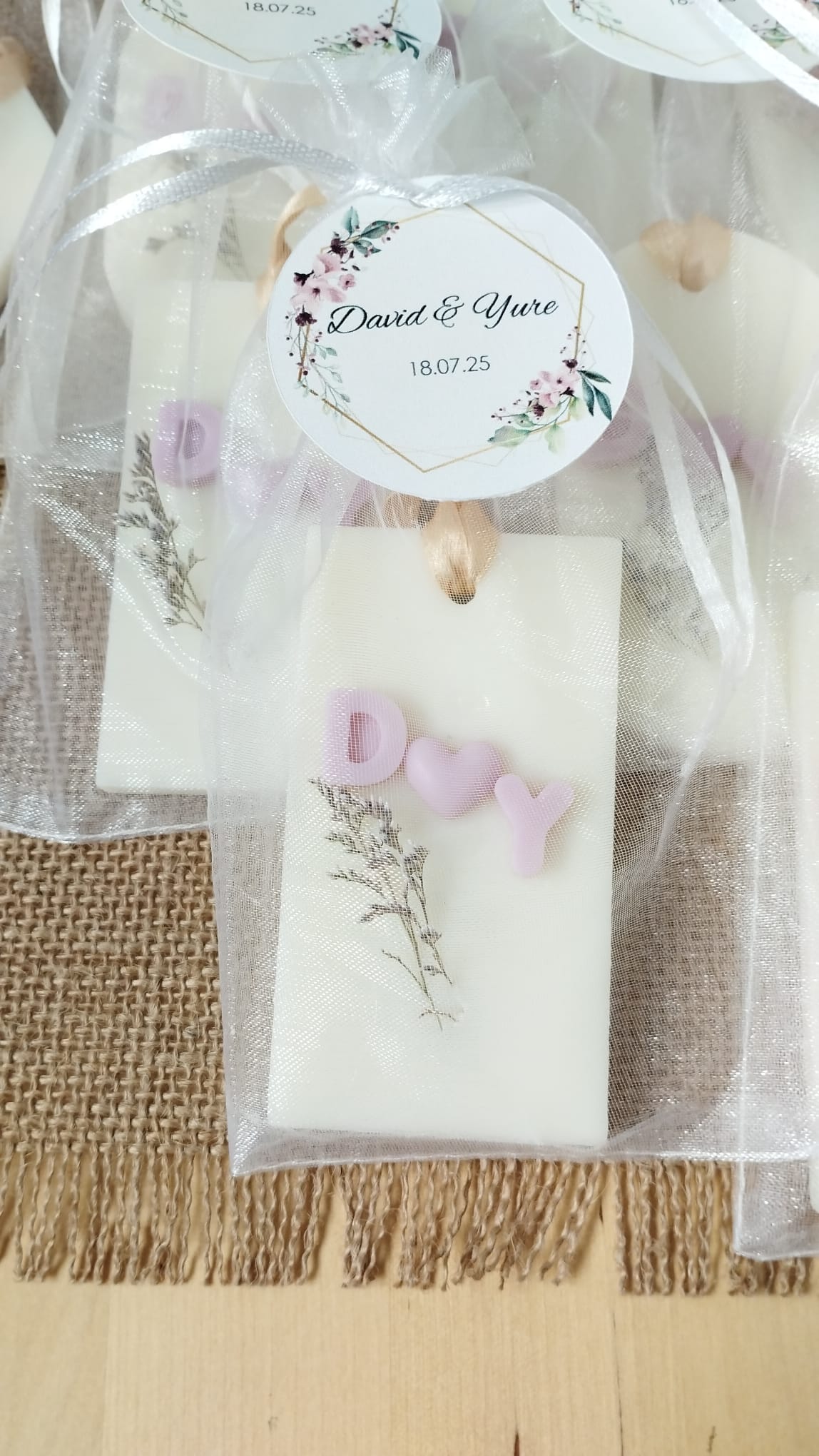 Ambientador sólido de cera de soja con iniciales