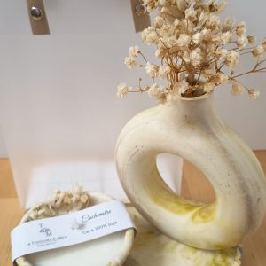 Set de 3 piezas, bandeja, jarrón donut y cuenco vela con cera de soja