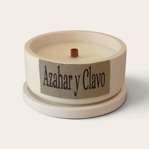 ela aromática artesanal de azahar y clavo en contenedor artesanal 180g - La Trastienda de Maca